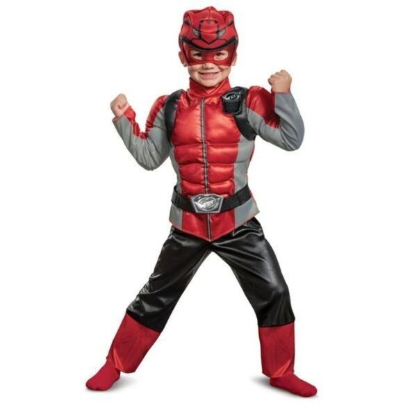 Power Rangers Beast Morphers Muscle Halloween Costume Toddler 2T Red Ranger - Picture 4 of 9